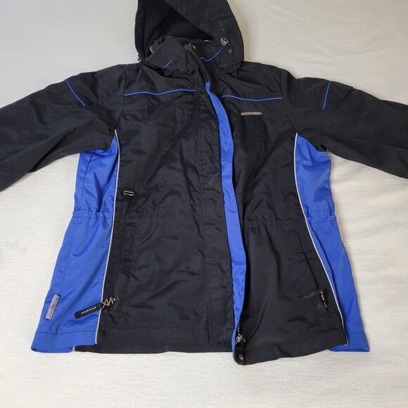 ZeroXposure Jacket Coat Medium Black and Blue Removable Hood Lightweight Fleece - Picture 3 of 16